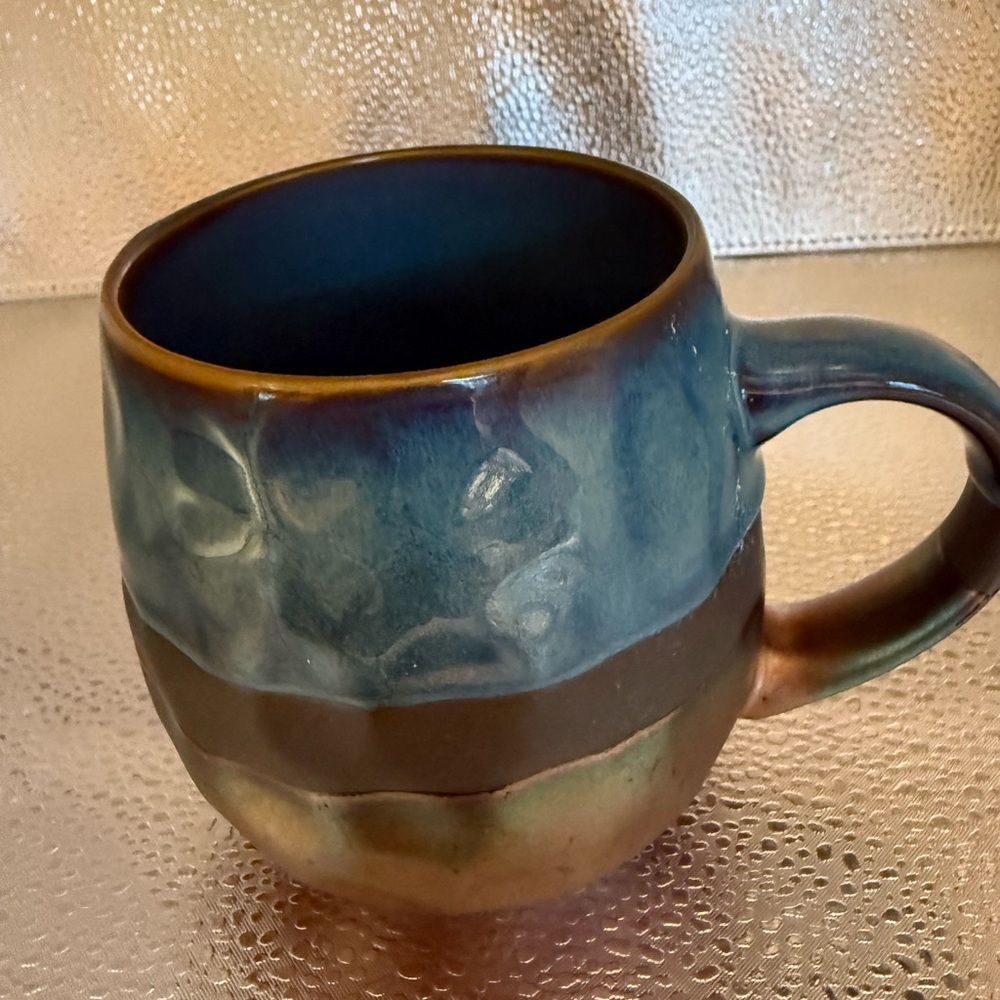 Handcrafted Blue and Brown Ceramic Mug